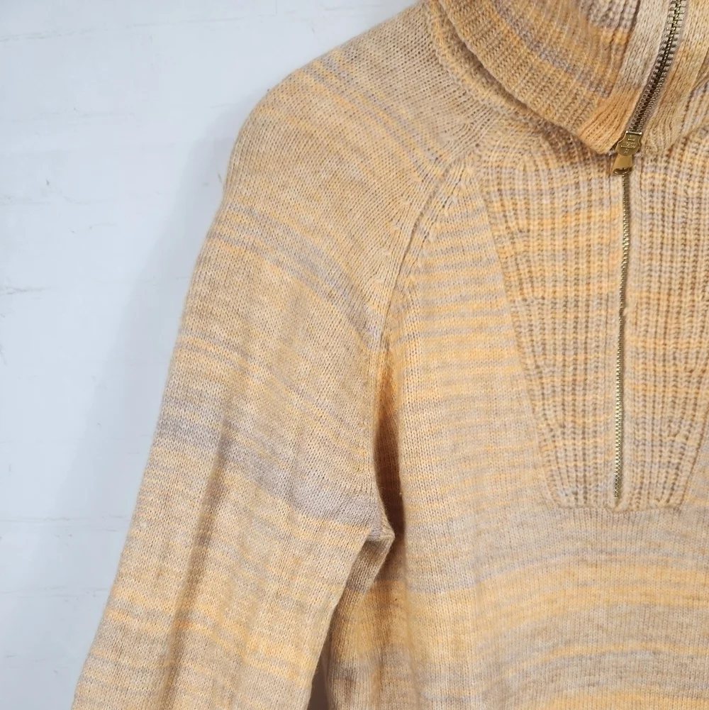 J.Crew Preppy Italian Space-Dyed Wool Blend Half-Zip Funnel Neck Sweater Small
